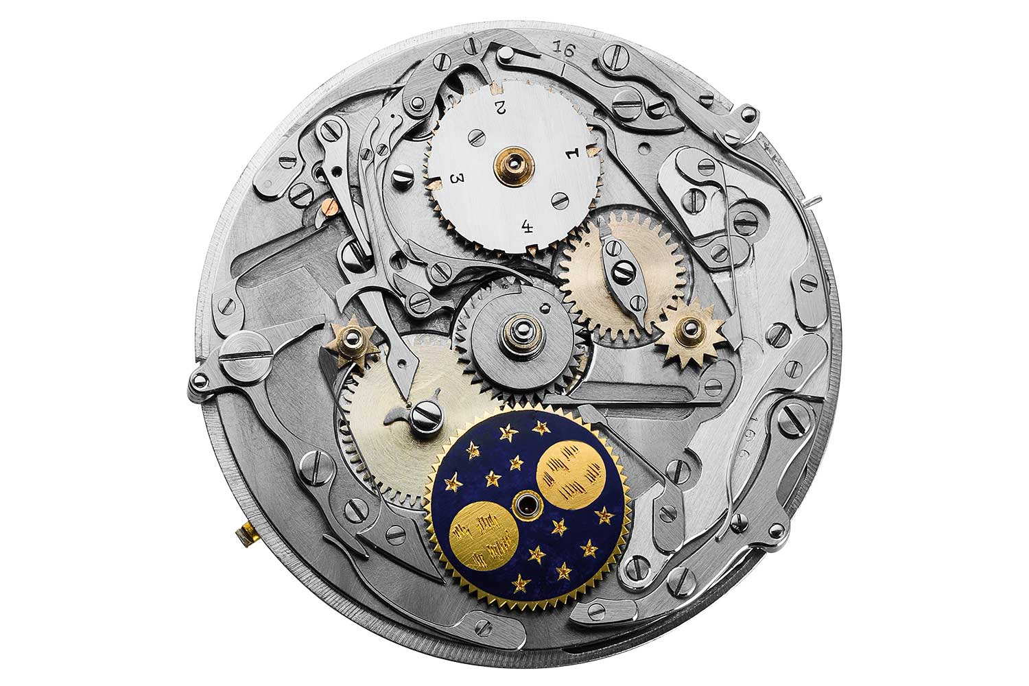 Front view of Calibre 13VZSSQP, which powered the landmark Ref. 5516