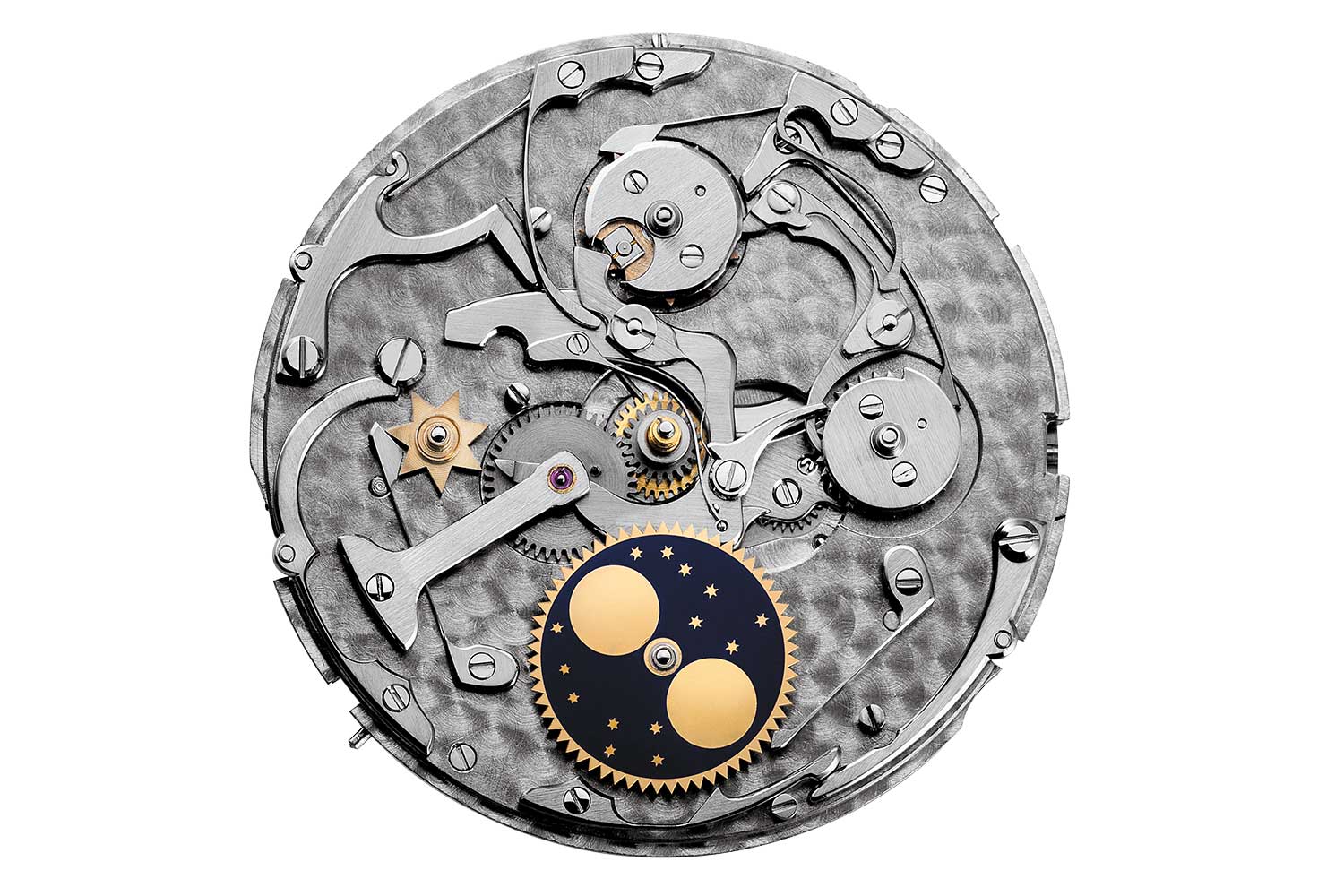 The perpetual calendar module in Caliber 2120/2800 relies on a traditional 12-month program wheel with a Maltese cross satelite to manage the month of February