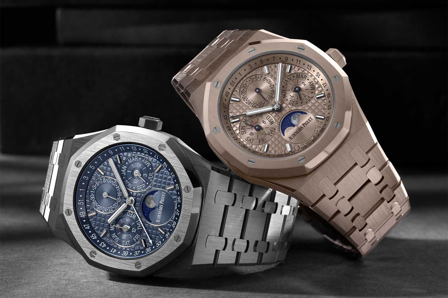 The latest Royal Oak Perpetual Calendar available in both stainless steel and 18-carat sand gold (ref. 26674)