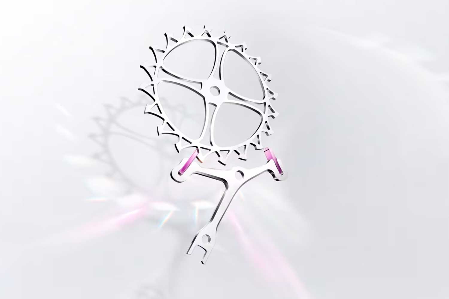 The Rolex Chronergy featuring broader escape wheel teeth and reduced pallet size improves transmission efficiency by increasing the contact area during impulse phases, reducing drop, and optimizing the locking geometry for more balanced force distribution